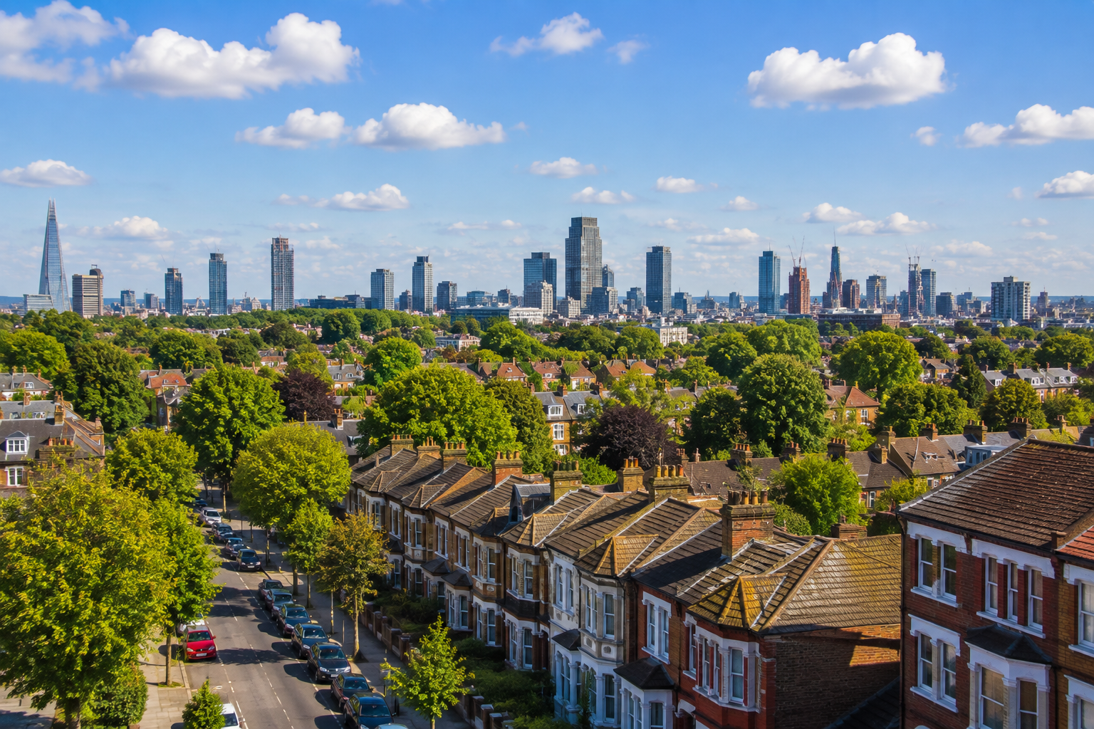 North London residential neighbourhood and skyline